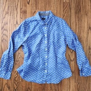 Talbot's polka dot linen button down shirt